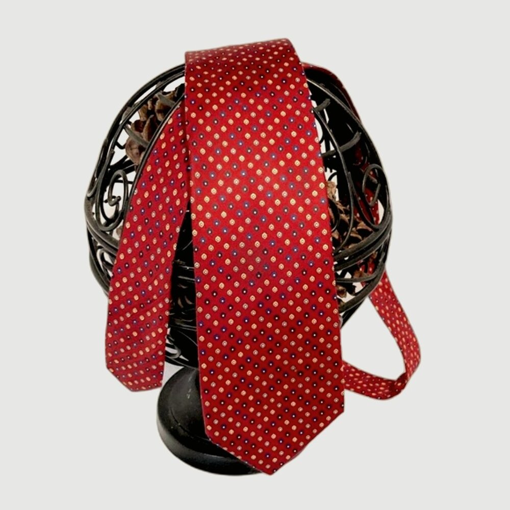 Mario Valentino SILK Vintage Tie Red Gold Blue 58 x 3 inches